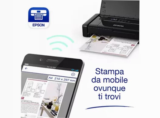 Stampante inkjet portatile monofunzione A4WorkForce WF-110W 14ppm