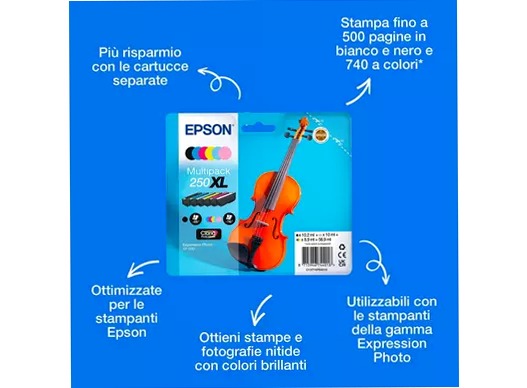 Multipack 6 colori 250XL Inchiostri Claria Photo HD Violino