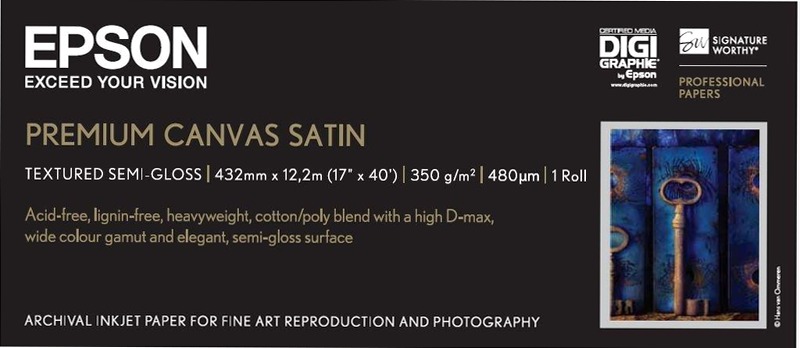 Premium Canvas Satin Roll, 17" x 12.2m, 350g/m2