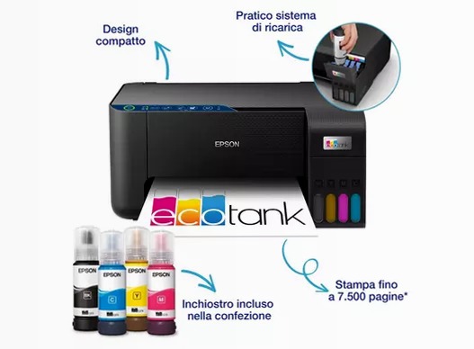 EcoTank ET-2861 stampante multifunzione A4 Wi-Fi con serbatoi di inchiostro, fino a 3 anni di inchiostro inclusi 100fogli 33ppm