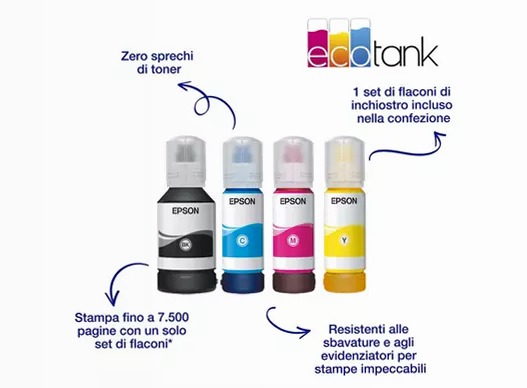 Stampante multifunzione A4 Wi-Fi con serbatoi di inchiostro e fax EcoTank ET-5800 550fogli 32ppm