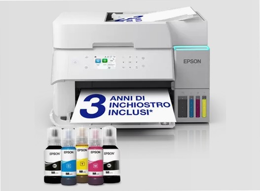 EcoTank ET-3956 Stampante multifunzione bianca A4 Wi-Fi con serbatoi di inchiostro, fino a 3 anni di inchiostro inclusi 250fogli 35ppm