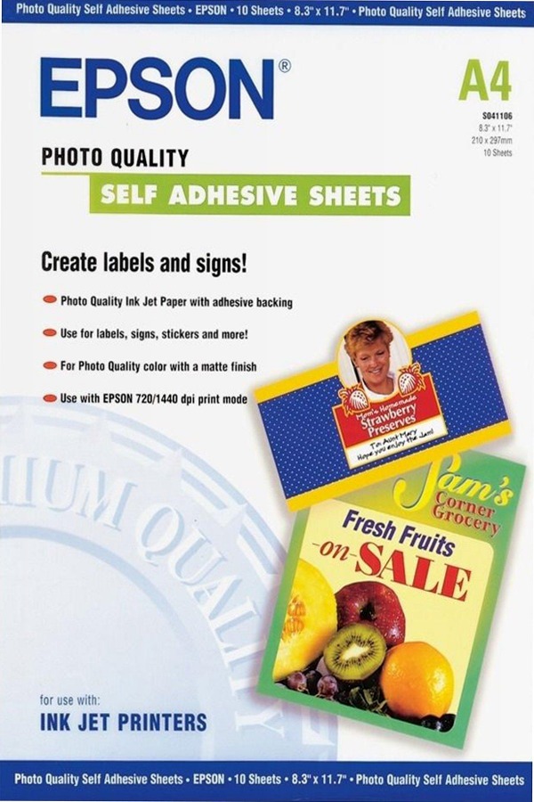 Photo Quality Ink Jet Paper self-adhesive, DIN A4, 167g/m2, 10 Sheets
