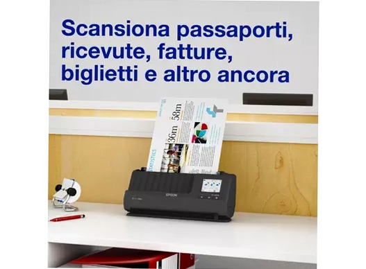 Lettore di documenti compatto ES-C380W A4 con connettività Wi-Fi e percorso carta a U