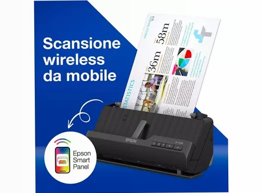 Lettore di documenti compatto ES-C320W A4 con connettività Wi-Fi e percorso carta a U