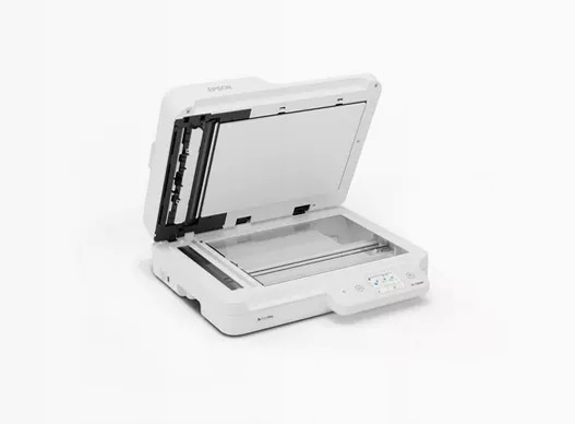 Scanner piano compatto WorkForce DS-1760WN, con connettività di rete integrata e Wi-Fi, per piccole imprese e uffici a casa.
