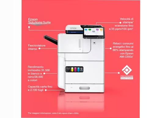 Stampante multifunzione a colori WorkForce Enterprise AM-C550z A4 con fascicolatore interno 55ppm
