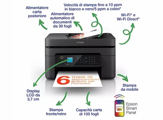 WF-2935DWF - Multifunzione A4 per ufficio 100fogli 33ppm