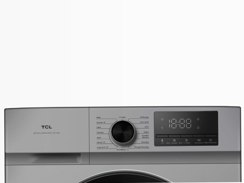 Lavatrice TCL FF0924SA0 – Motore Inverter & Funzione Vapore | TCL Italia Argento