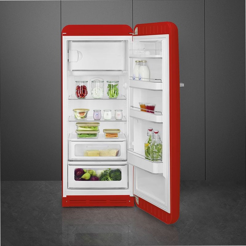 Frigorifero Rosso Monoporta 50's Style Cromo C Libera