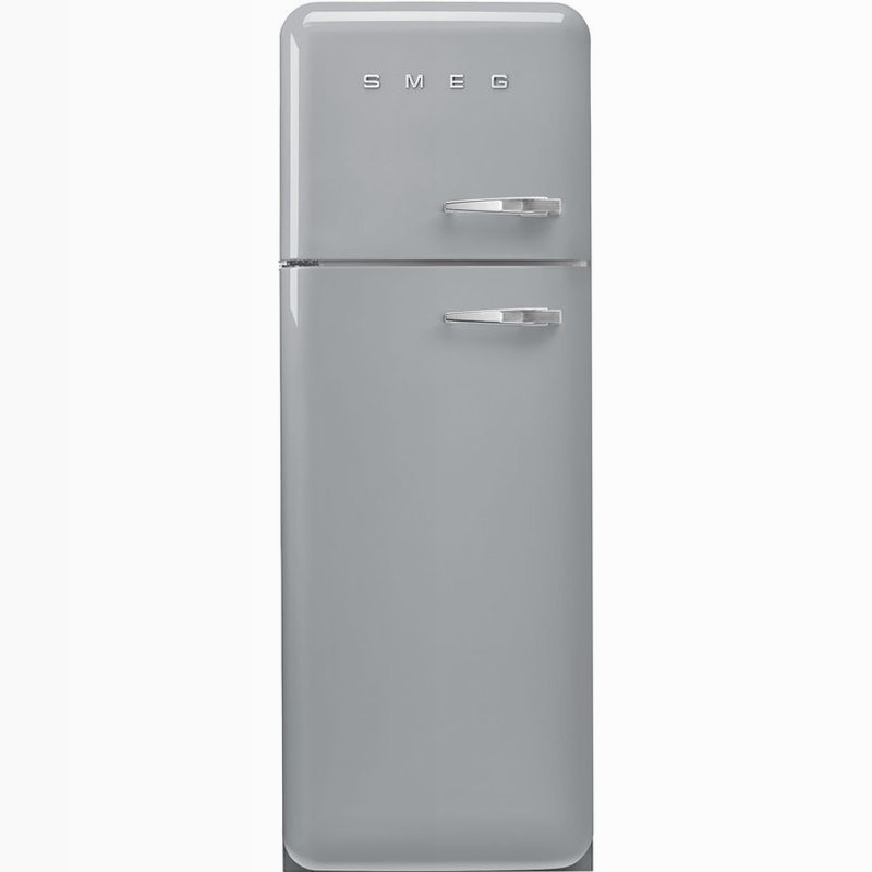 Frigorifero Silver Doppia-Porta, Stile 50's Cromo C Libera