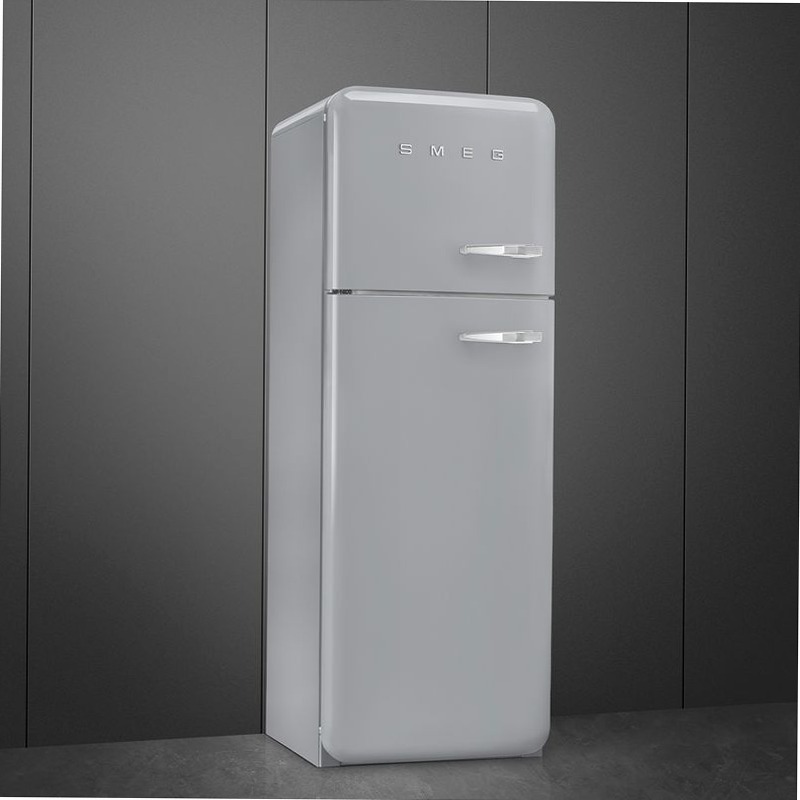 Frigorifero Silver Doppia-Porta, Stile 50's Cromo C Libera