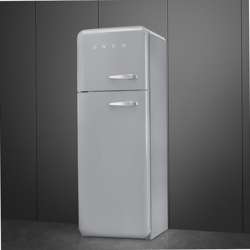 Frigorifero Silver Doppia-Porta, Stile 50's Cromo C Libera