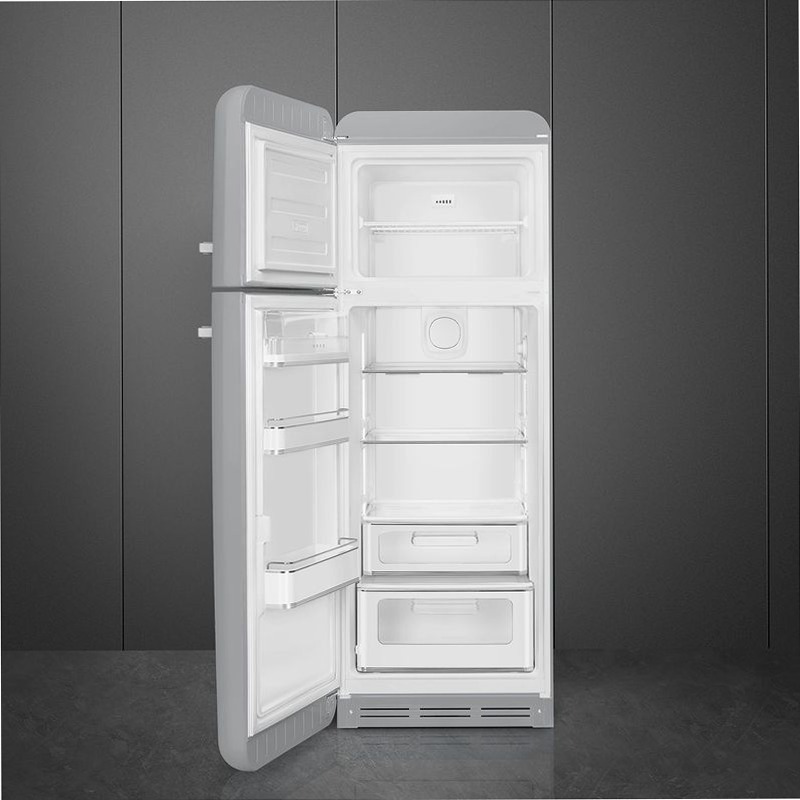 Frigorifero Silver Doppia-Porta, Stile 50's Cromo C Libera