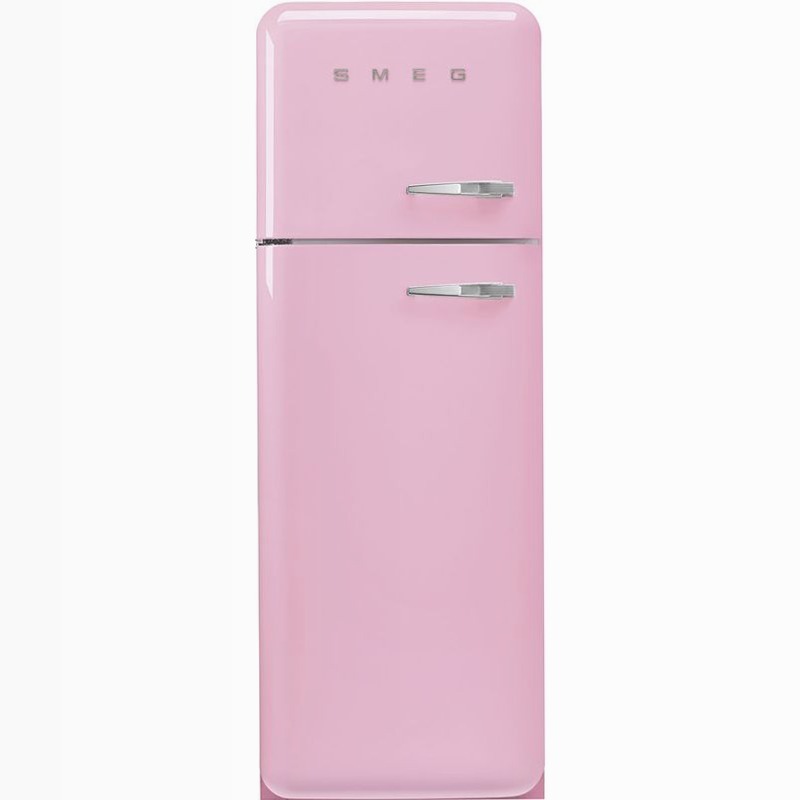 Frigorifero Rosa Doppia-Porta, Stile 50's Oro