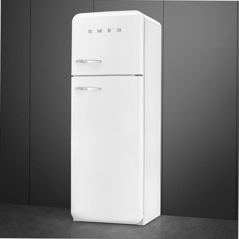Frigorifero Bianco Doppia-Porta, Stile 50's Cromo C Libera
