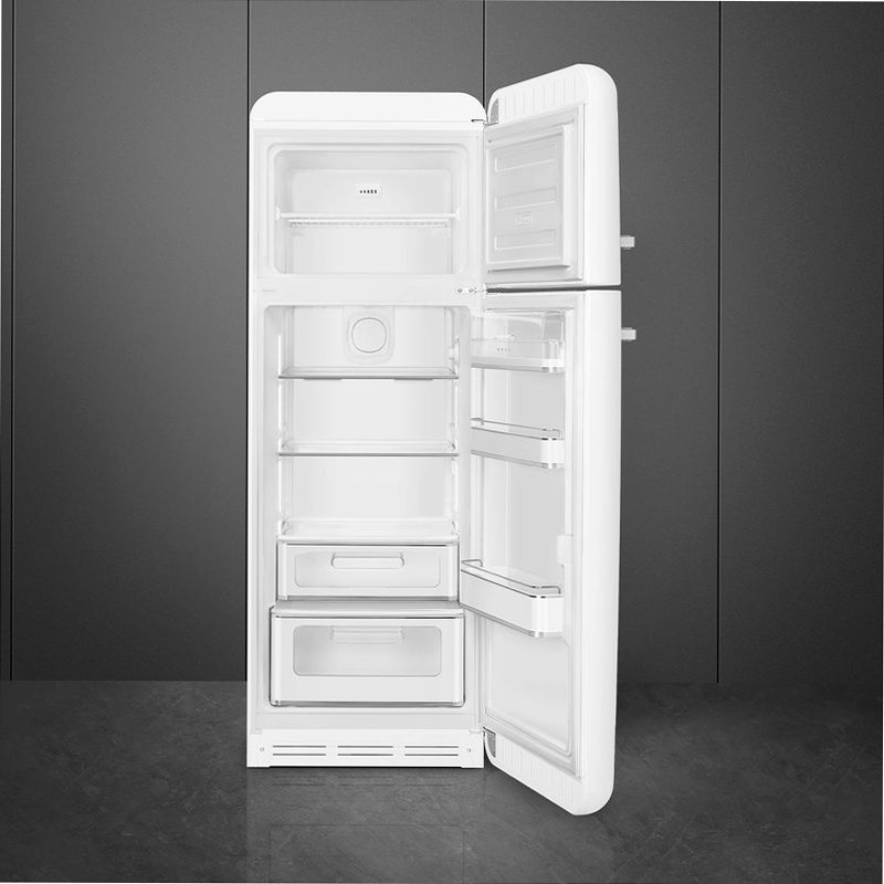 Frigorifero Bianco Doppia-Porta, Stile 50's Cromo C Libera