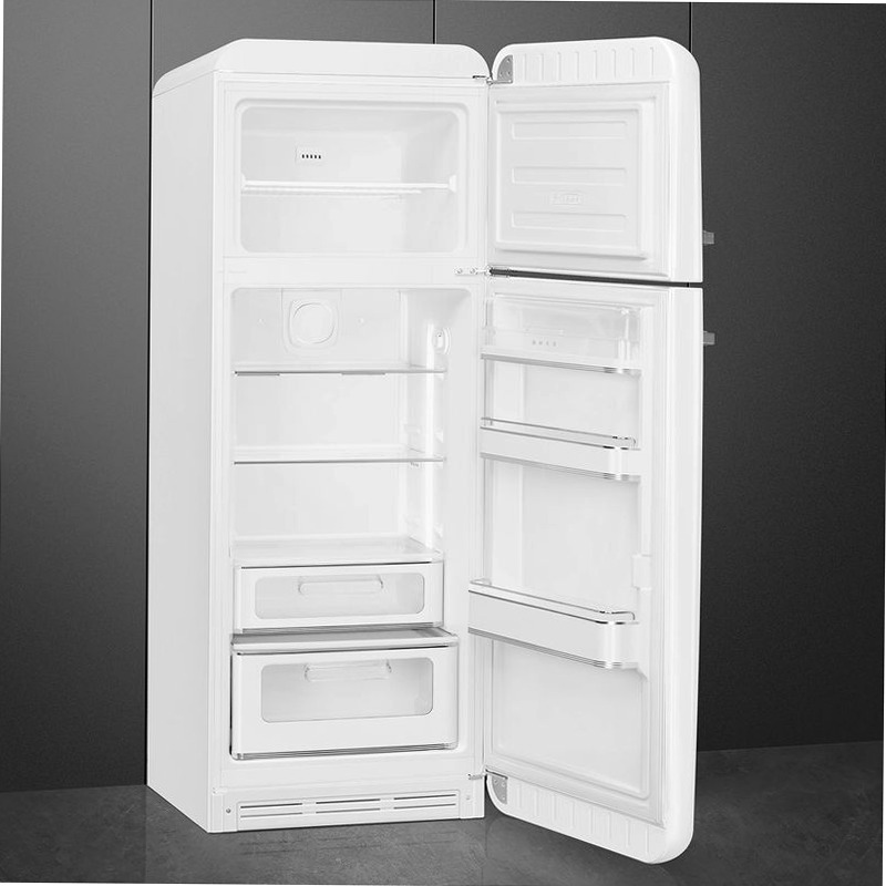 Frigorifero Bianco Doppia-Porta, Stile 50's Cromo C Libera
