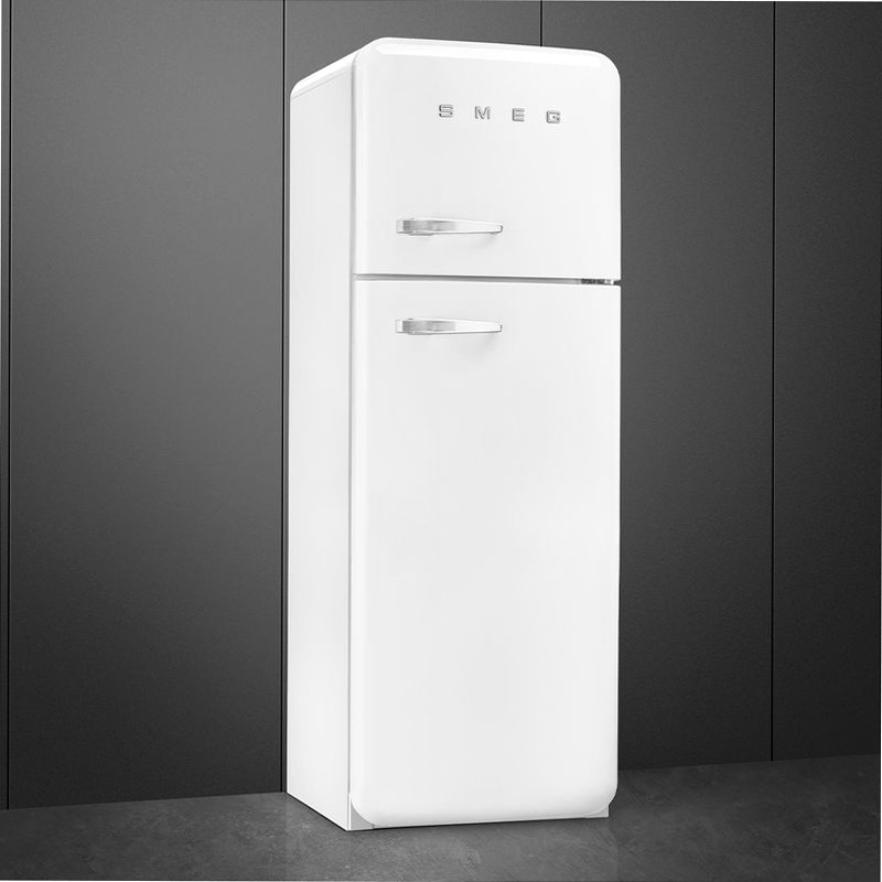 Frigorifero Bianco Doppia-Porta, Stile 50's Cromo C Libera