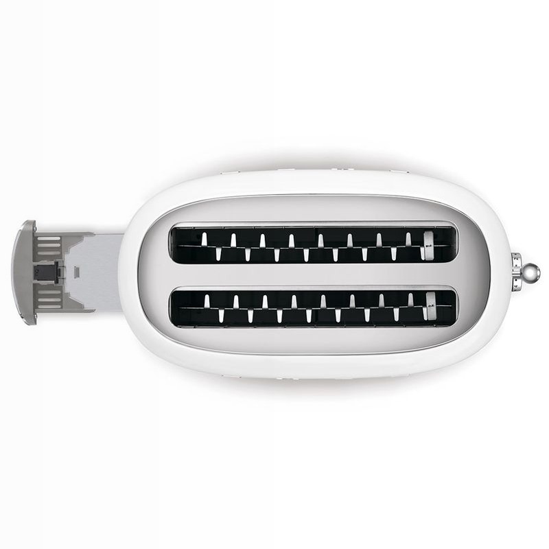 Tostapane Bianco 2x4 Lucido Estetica 50's Style Acciaio