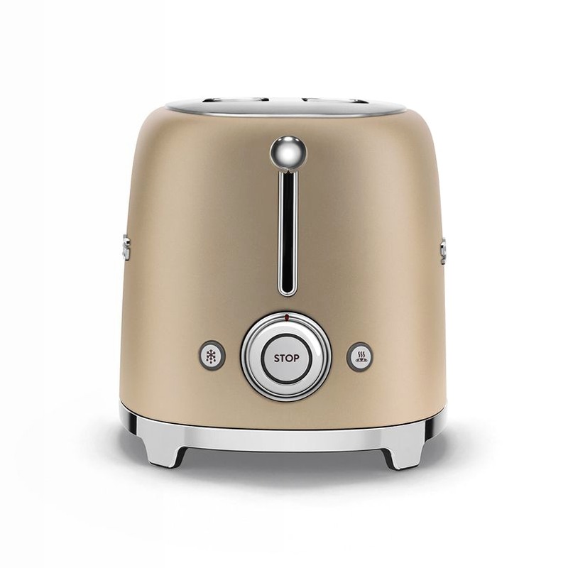 Tostapane Champagne 2 Fette Opaco Estetica 50's Style Acciaio