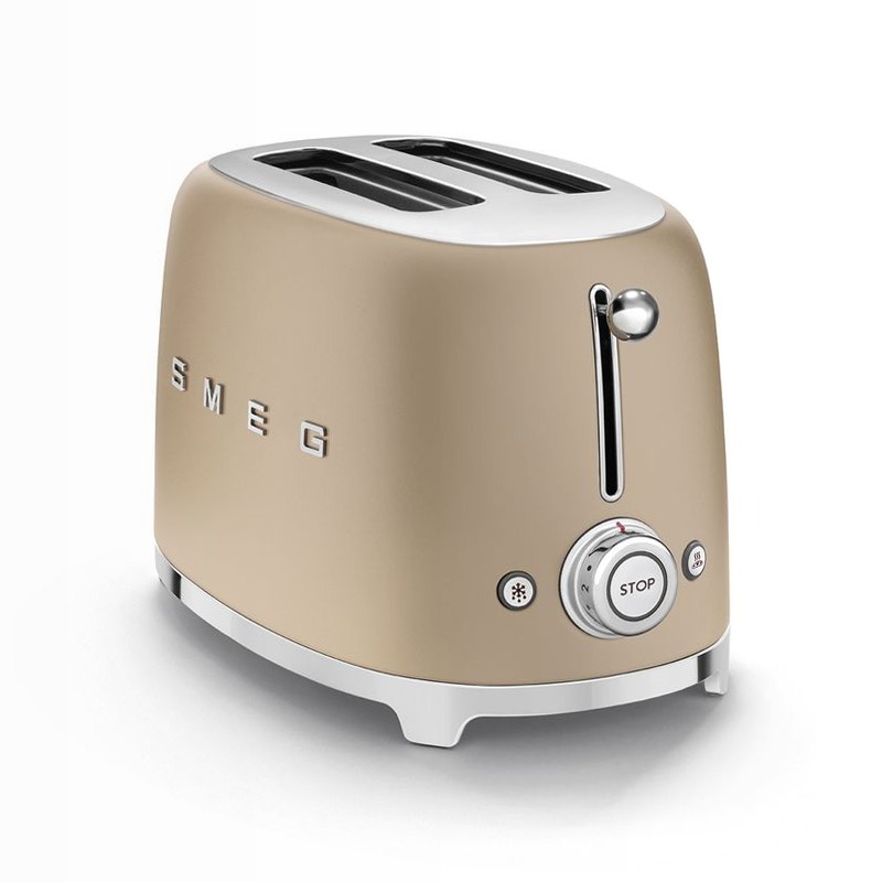 Tostapane Champagne 2 Fette Opaco Estetica 50's Style Acciaio