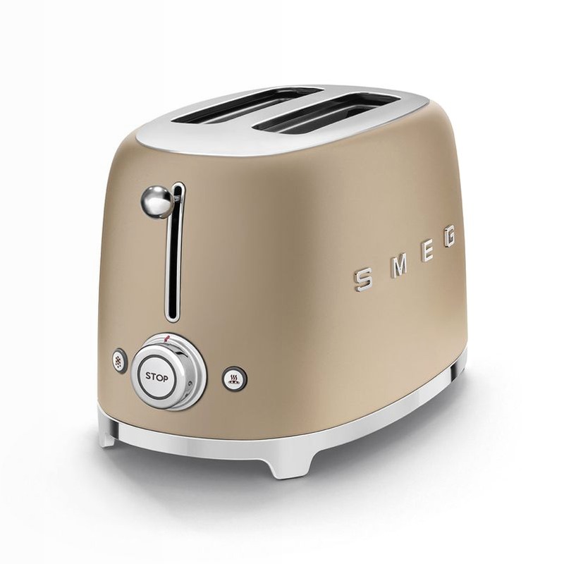 Tostapane Champagne 2 Fette Opaco Estetica 50's Style Acciaio