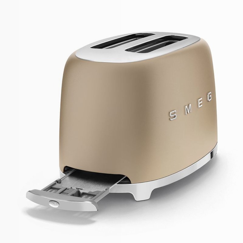 Tostapane Champagne 2 Fette Opaco Estetica 50's Style Acciaio