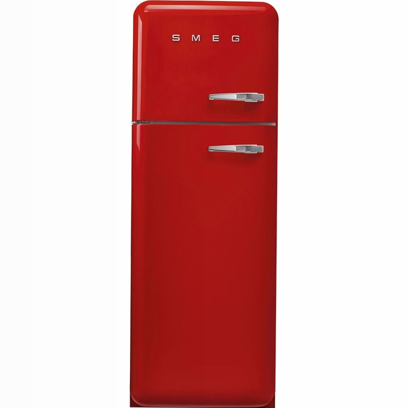 Frigorifero Rosso Doppia-Porta, Stile 50's Cromo C Libera