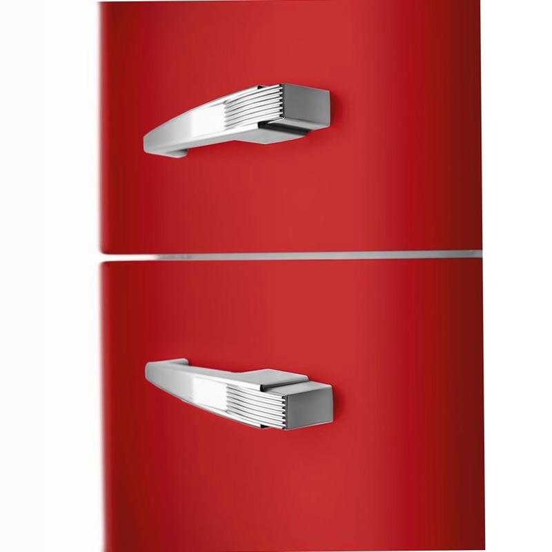 Frigorifero Rosso Doppia-Porta, Stile 50's Cromo C Libera