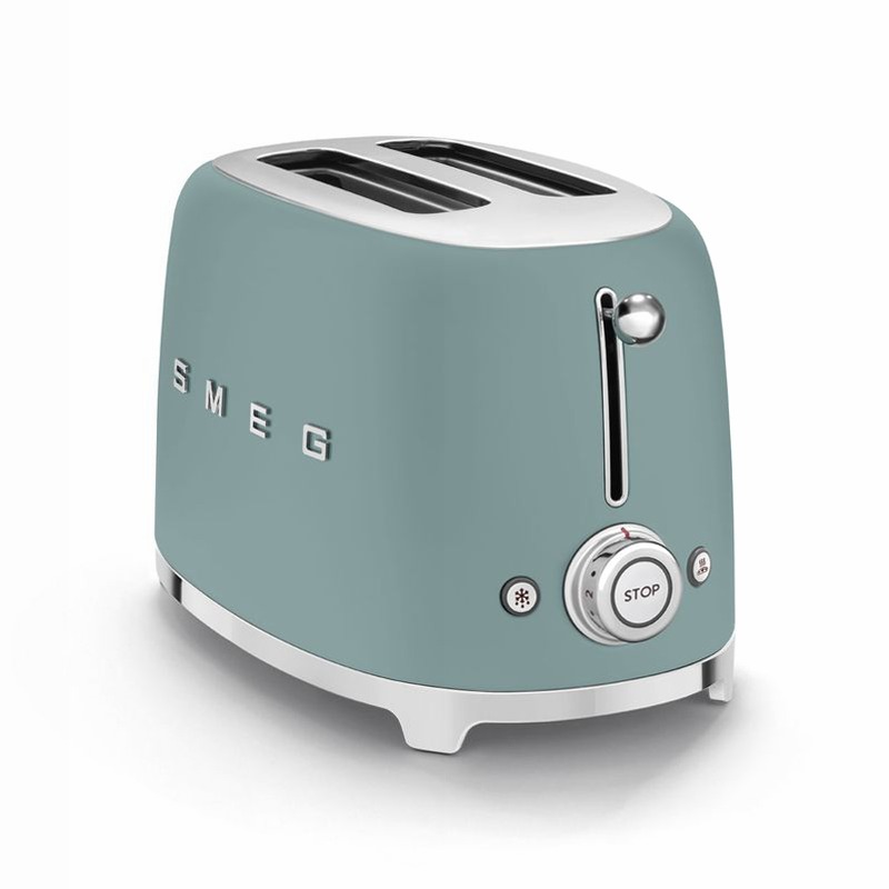 Tostapane Verde Smeraldo 2 Fette Opaco Estetica 50's Style Acciaio
