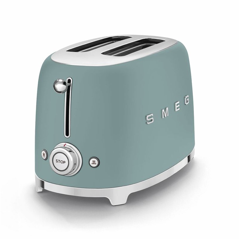 Tostapane Verde Smeraldo 2 Fette Opaco Estetica 50's Style Acciaio
