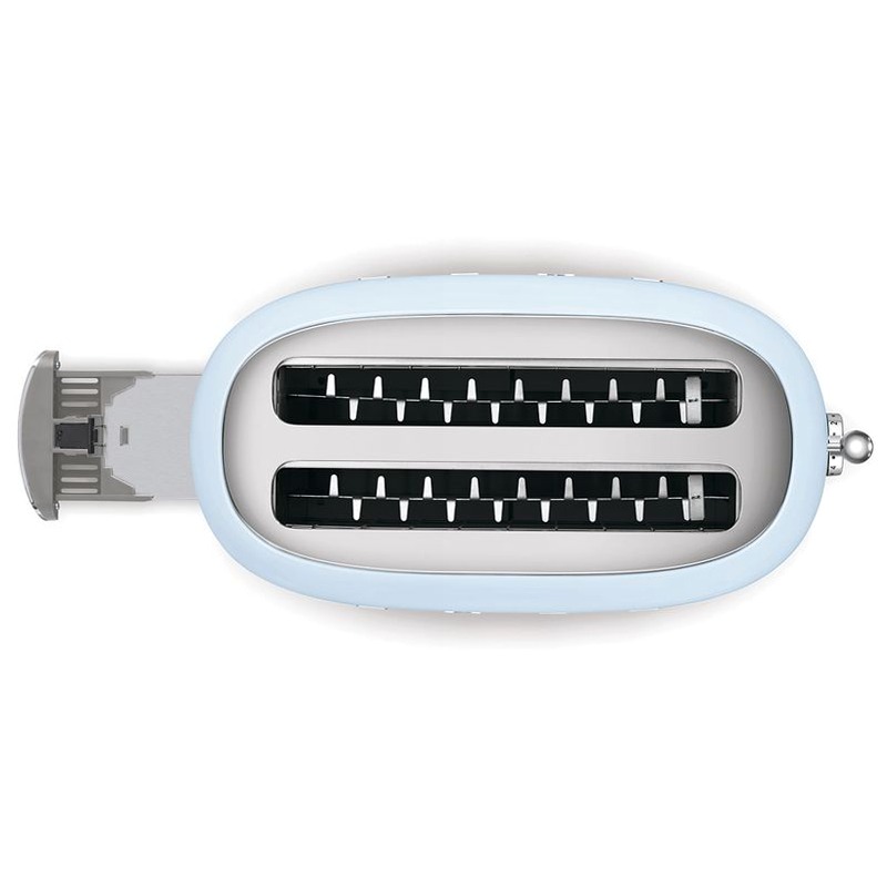 Tostapane Azzurro 2x4 Lucido Estetica 50's Style Acciaio