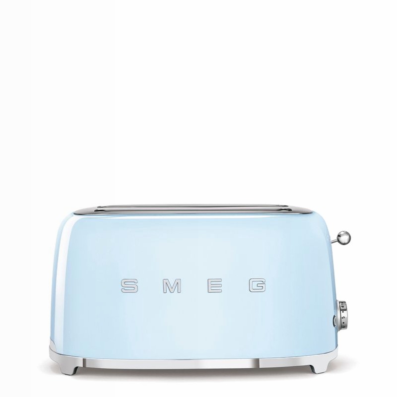 Tostapane Azzurro 2x4 Lucido Estetica 50's Style Acciaio