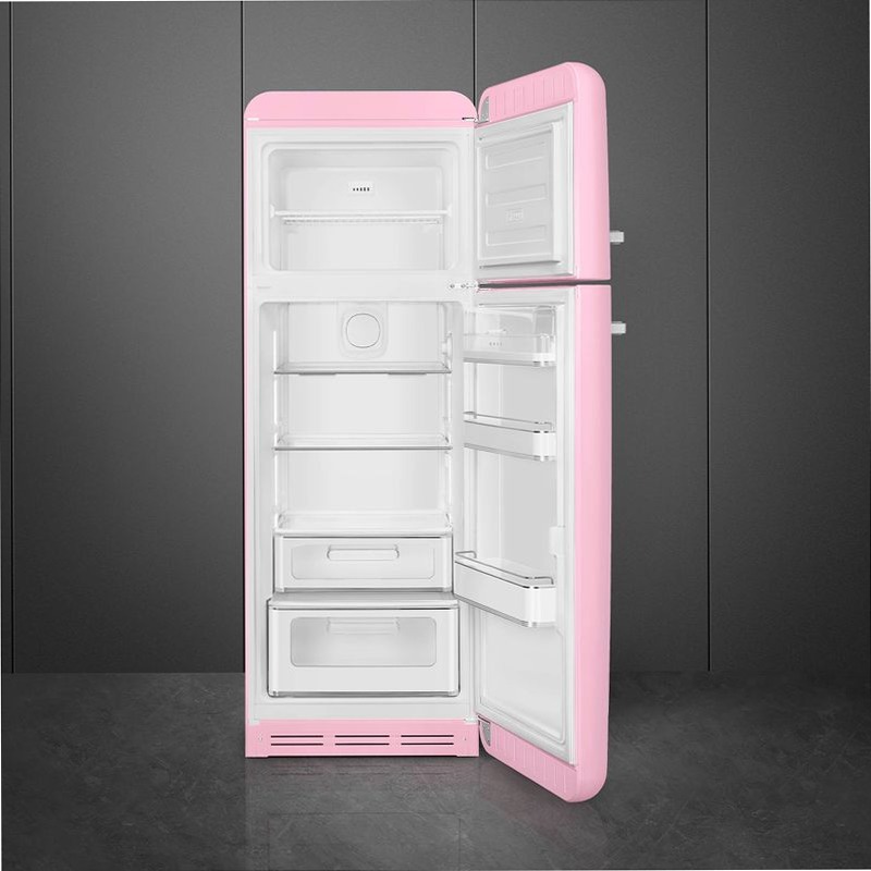 Frigorifero Rosa Doppia-Porta, Stile 50's Oro