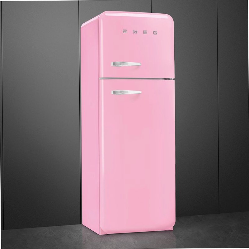 Frigorifero Rosa Doppia-Porta, Stile 50's Oro