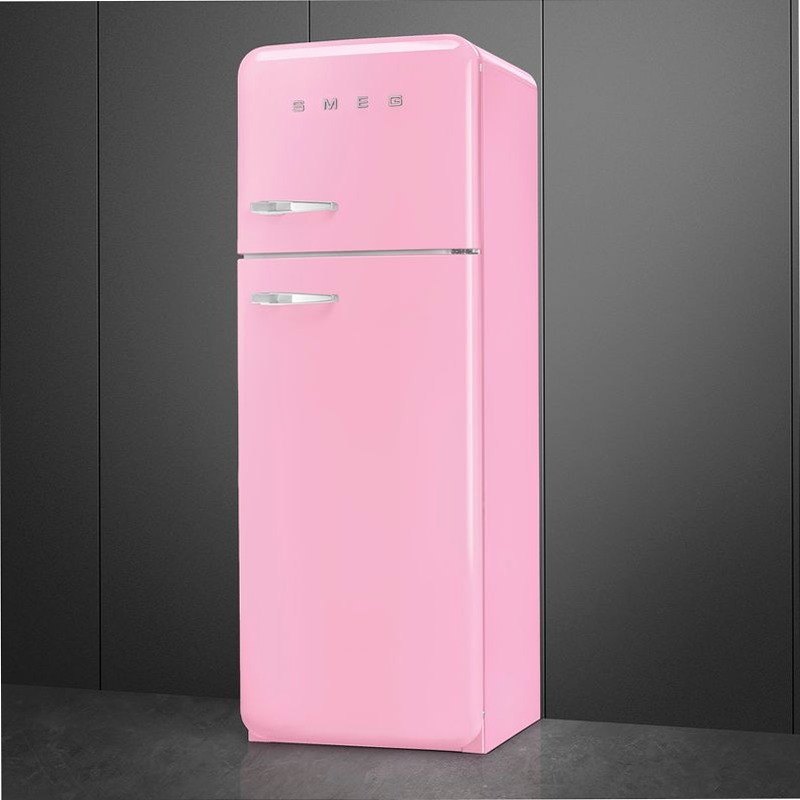 Frigorifero Rosa Doppia-Porta, Stile 50's Oro