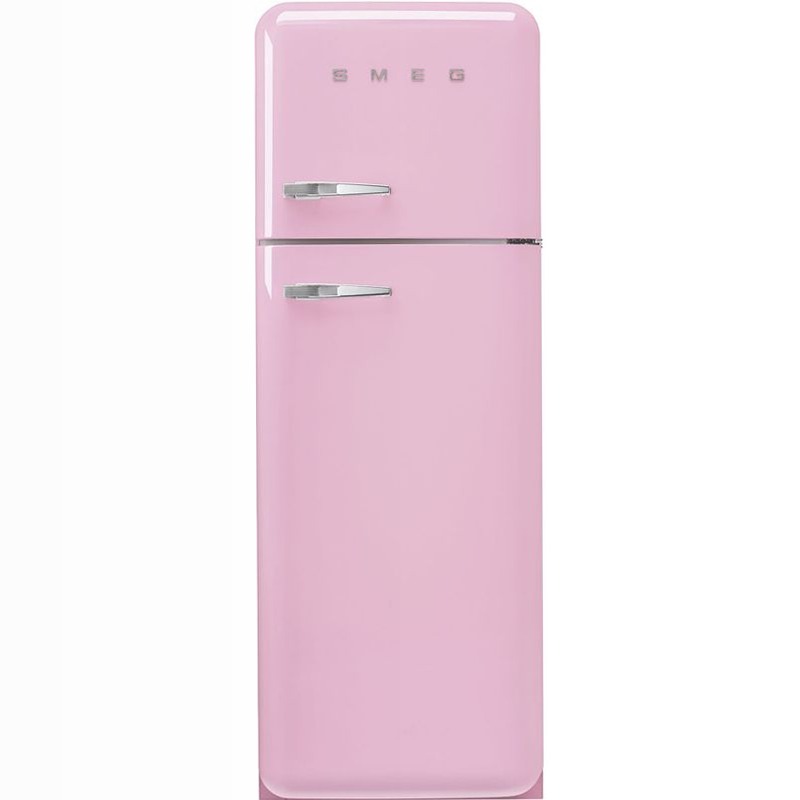 Frigorifero Rosa Doppia-Porta, Stile 50's Oro