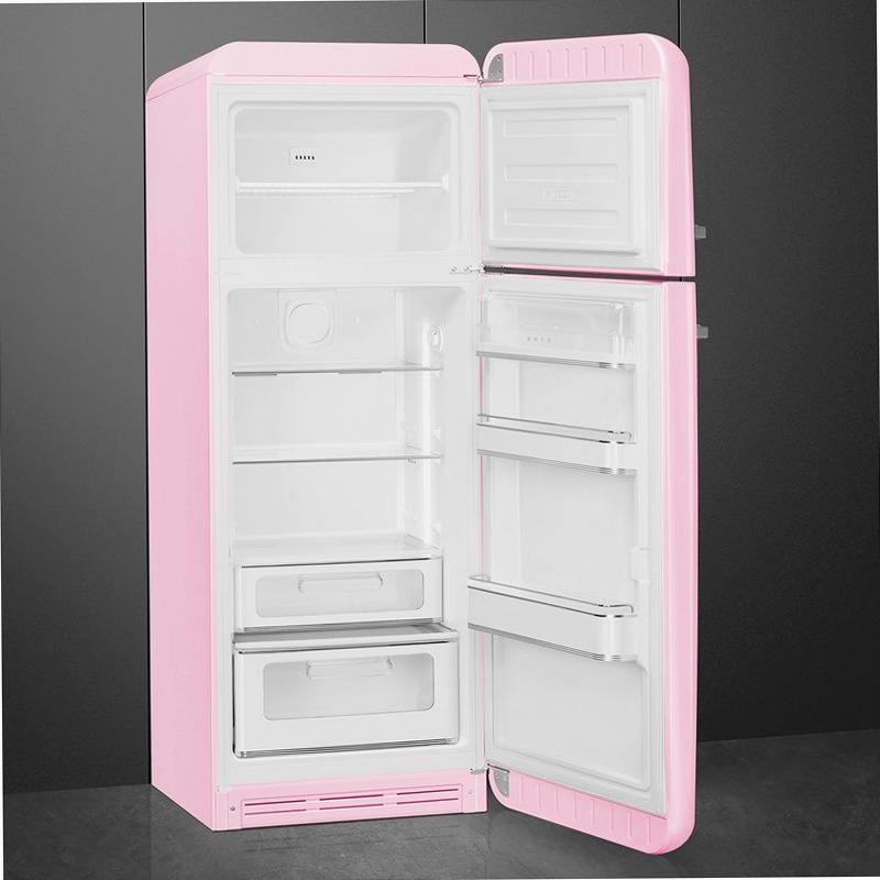 Frigorifero Rosa Doppia-Porta, Stile 50's Oro