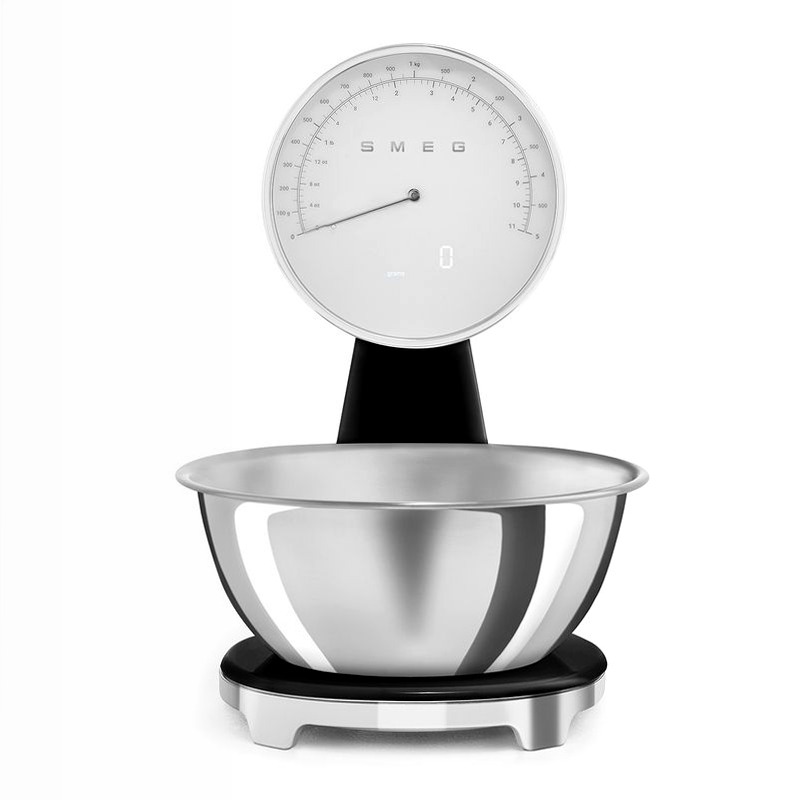 Bilancia da cucina analogica e digitale Nero, Lucido Estetica 50's Style