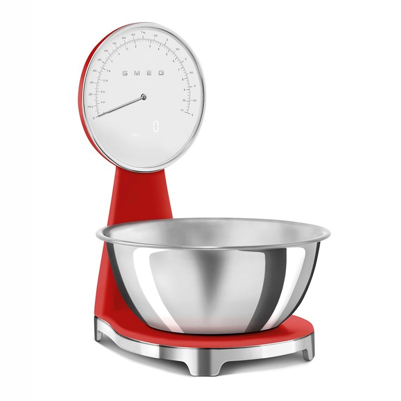 Bilancia da cucina analogica e digitale Rosso, Lucido Estetica 50's Style