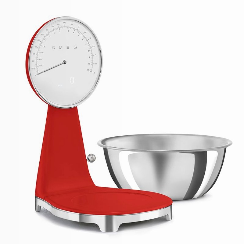Bilancia da cucina analogica e digitale Rosso, Lucido Estetica 50's Style