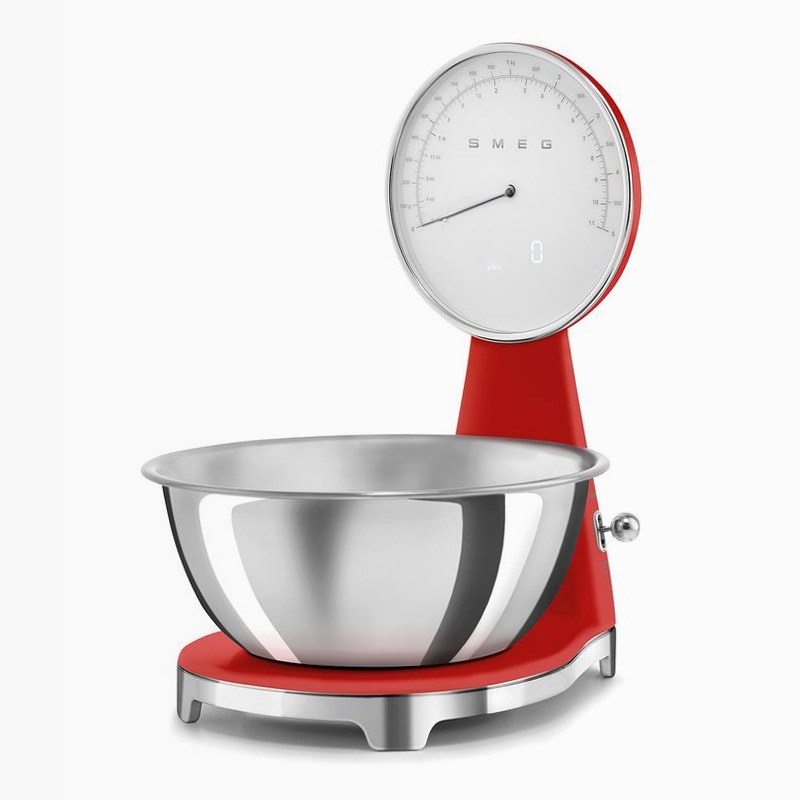 Bilancia da cucina analogica e digitale Rosso, Lucido Estetica 50's Style