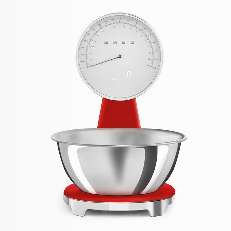 Bilancia da cucina analogica e digitale Rosso, Lucido Estetica 50's Style