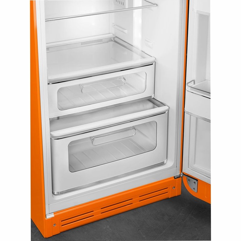 Frigorifero Arancione Doppia-Porta, Stile 50's Cromo C Libera