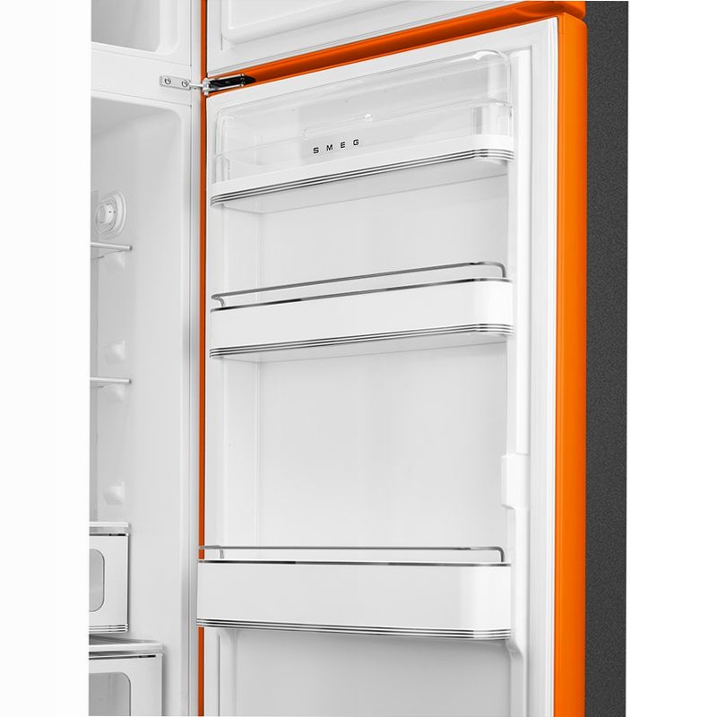 Frigorifero Arancione Doppia-Porta, Stile 50's Cromo C Libera