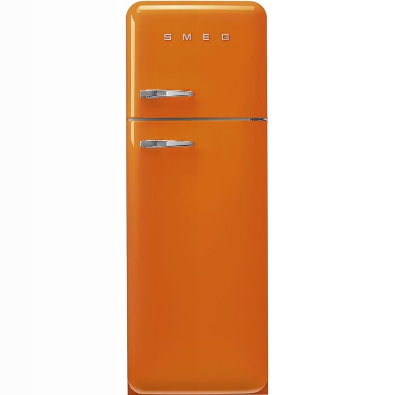 Frigorifero Arancione Doppia-Porta, Stile 50's Cromo C Libera