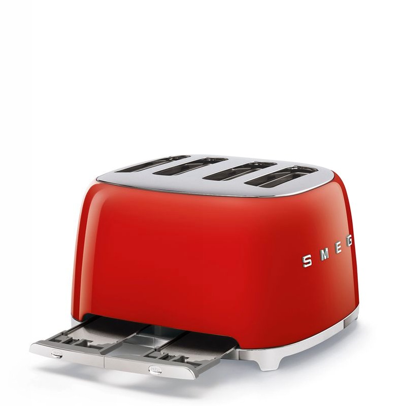 Tostapane Rosso 2x4 Lucido Estetica 50's Style Acciaio