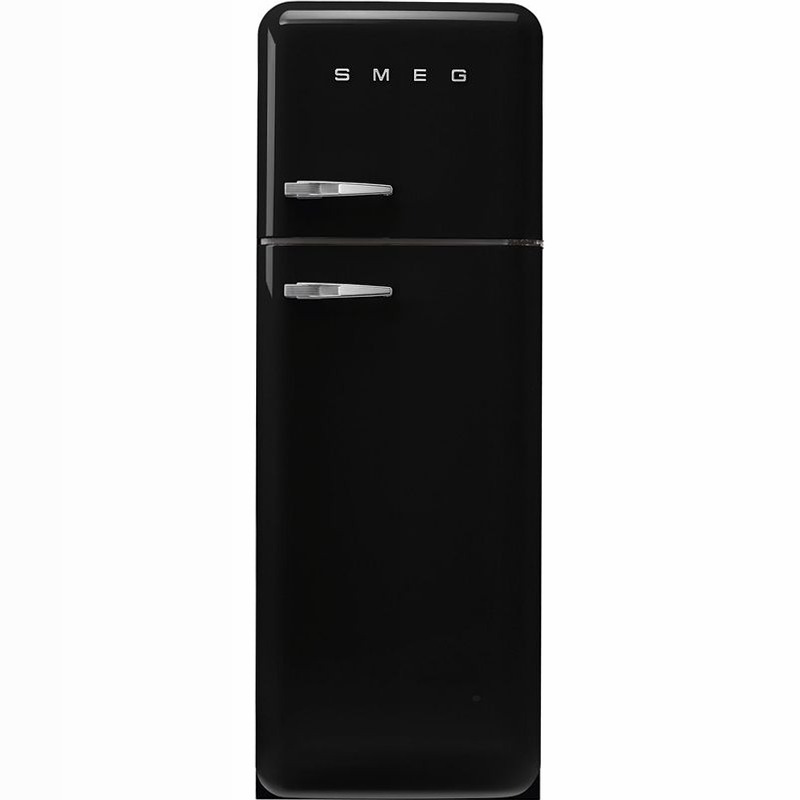 Frigorifero Nero Doppia-Porta, Stile 50's Cromo D Libera