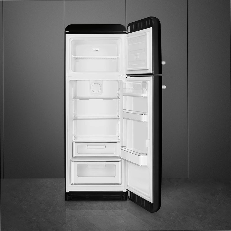 Frigorifero Nero Doppia-Porta, Stile 50's Cromo D Libera